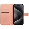 Telefono dėklas Oem MEZZO Book skirtas Iphone 16 Pro, persiko spalvos