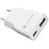 NATEC RIBERA GAN SLIM MAINS CHARGER 1× USB-A + 1× USB-C 20W Baltas
