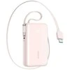 Joyroom JR-PR2L 10000mAh 35W išorinė baterija su integruotu ištraukiamu USB-C laidu ir USB-C virvele - Rožinė