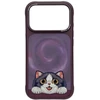 NIMMY dėklas BIG EYED LYING CREAM CAT, suderinamas su MagSafe, skirta IPHONE 18 Pro/17 Pro, purpurinė