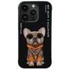 Nimmy Apple iPhone 15 Pro 6.1" dėklas telefonui juodos spalvos Glasses Cool Dog
