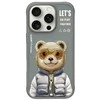 Nimmy Apple iPhone 16 Pro 6.3" dėklas telefonui pilkos spalvos Cool&Cute 2.0 Bear