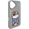Nimmy dėklas Apple iPhone 16 6.1″ pilka Glasses Cool Cat