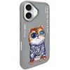Nimmy dėklas Apple iPhone 16 6.1″ pilka Glasses Cool Cat
