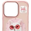 Dėklas Nimmy Glasses Cool Cat MagSafe Apple iPhone 16 Pro rožinės spalvos