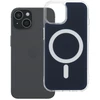OEM dėklas, skirtas iPhone 15, skaidrus „Fusion Mag Cover“, suderinamas su „MagSafe“, tamsiai mėlynas