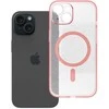 Dėklas Oem Case for iPhone 15 Clear Mag Cover (STR / CAMERA PROTECTION) compatible with MagSafe pink glitter