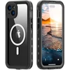 iPhone 15 PLUS dėklas, Shellbox DOT, atsparus vandeniui, suderinamas su MagSafe, juodas