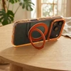 Dėklas Oem Case for iPhone 18 Pro Max / 17 Pro Max Frame Circle Stand compatible with MagSafe oranžinis