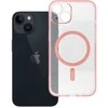 Dėklas Oem Case for iPhone 14 Clear Mag Cover with camera protection compatible with MagSafe pink glitter
