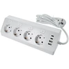 Oem Power strip with 4 sockets max 3680W, 2xUSB A, 2x type C jungtys with 2m power cable E42 baltas
