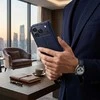 OEM atverčiamas dėklas, skirtas iPhone 17 PRO / 18 PRO, „Split Book“, tamsiai mėlynas ir kreminis