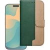 Dėklas Oem Flip case for iPhone 17 Split Book žalias and auksinis