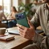 OEM atverčiamas dėklas iPhone 17 / 18 Split Book žalias ir auksinis