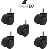 Malatec Biuro kėdžių ratukai - 5 vnt - juodi