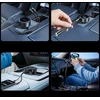 „Orico“ dvigubo tempimo 60 W USB-C automobilinis įkroviklis su dviem ištraukiamais USB-C + „Lightning“ laidais - Juodas
