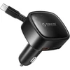 Orico FC-66-1A2C 66W automobilinis įkroviklis su integruotu ištraukiamu USB-C laidu - Juodas