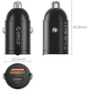 Orico MiniRing 30W USB-A + USB-C Car Charger - Juodas