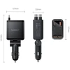 Orico Twin Reach 45W USB-A + USB-C Car Charger with Two Retractable USB-C Cables - Juodas