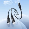 Kabelis 2in1 USB C į USB C+C Hoco 1 m X123 juodas