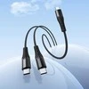 Kabelis 2in1 USB C į USB C+C Hoco 1 m X123 juodas