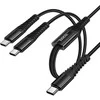 Kabelis 2in1 USB C į USB C+C Hoco 1 m X123 juodas