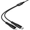 Laidas 2in1 USB C į USB C+Lightning Hoco 1 m X123 juodas