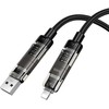 Cable 4in1 USB A/C to USB C/Lightning Hoco 240W 1,2 m U151 juodas