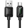 Cable with LCD USB A to USB C Hoco 3A 1,2 m U146 juodas
