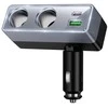 Car charger Hoco 1xUSB A + 1xUSB C+2x cigarette lighter jungtys PD QC3.0 max 240W/24V Z65B juodas