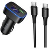 Automobilinis įkroviklis Hoco USB A + USB C PD QC3.0 48W + laidas USB C į C Z63B juodas