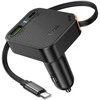Automobilinis įkroviklis Hoco su ištraukiamu laidu 2 x USB C + USB A QC PD 65W NZ18 juodas
