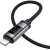 Duomenų kabelis su skaitmeniniu ekranu USB C - Lightning Hoco PD 27W 1,2 m U148 juodas