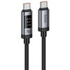 Duomenų kabelis su skaitmeniniu ekranu USB A į USB C Hoco PD 6A 100W 1,2 m U148 juodas