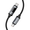 Duomenų kabelis su skaitmeniniu ekranu USB A į USB C Hoco PD 6A 100W 1,2 m U148 juodas
