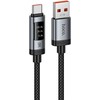 Duomenų kabelis su skaitmeniniu ekranu USB C į USB C Hoco PD 6A 240W 1,2 m U148 juodas