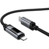 Duomenų kabelis su skaitmeniniu ekranu USB C - Lightning Hoco PD 27W 1,2 m U148 juodas