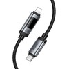 Duomenų kabelis su skaitmeniniu ekranu USB C - Lightning Hoco PD 27W 1,2 m U148 juodas