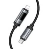 Duomenų kabelis su skaitmeniniu ekranu USB C - Lightning Hoco PD 27W 1,2 m U148 juodas