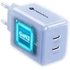 Phone charger Forcell F-Energy GaN III Crystal Color 2x USB C AVS SSFC3.0 60W + silicone cable USB C to USB C VT-60 mėlynas
