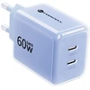 Phone charger Forcell F-Energy GaN III Crystal Color 2x USB C AVS SSFC3.0 60W + silicone cable USB C to USB C VT-60 mėlynas