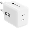 Telefono įkroviklis Forcell F-Energy GaN III Crystal Color 2x USB C AVS SSFC3.0 60W + silikoninis laidas USB C į USB C VT-60 baltas