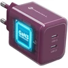 Telefono įkroviklis Forcell F-Energy GaN III Crystal Color 2x USB C AVS SSFC3.0 60W + silikoninis laidas USB C į USB C VT-60 bordo