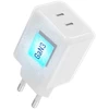 Telefono įkroviklis Forcell F-Energy GaN III Crystal Color 2x USB C AVS SSFC3.0 60W + silikoninis laidas USB C į USB C VT-60 baltas