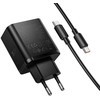 Telefono įkroviklis Hoco 2x USB C + USB A QC3.0 PD 3A 65W + duomenų kabelis USB C į USB C N75 juodas