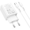 Phone charger Hoco USB A + USB C QC3.0 PD AFC 3A 30W + cable USB C to USB C N71 baltas
