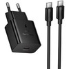 Phone charger Hoco USB C QC PD 25W + cable USB C to USB C N76 juodas