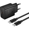 Phone charger Hoco USB C QC PD 25W + cable USB C to USB C N76 juodas