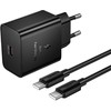 Phone charger Hoco USB C QC PD 45W + cable USB C to USB C N77 juodas