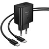 Phone charger Hoco USB C QC PD 45W + cable USB C to USB C N77 juodas